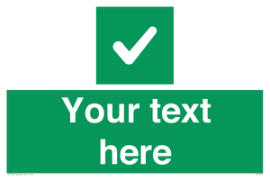 Custom green background, green square with tick