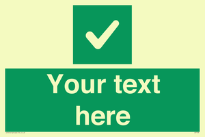 Custom green background, green square with tick