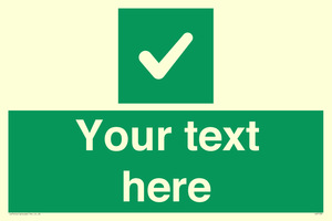 Custom green background, green square with tick