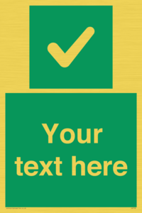 Custom green background, green square with tick