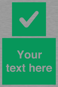 Custom green background, green square with tick