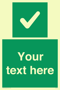 Custom green background, green square with tick