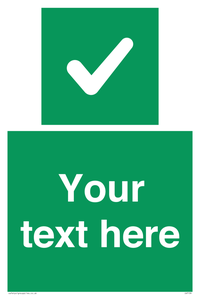 Custom green background, green square with tick