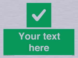 Custom green background, green square with tick