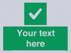 Custom green background, green square with tick