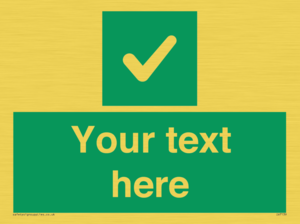 Custom green background, green square with tick