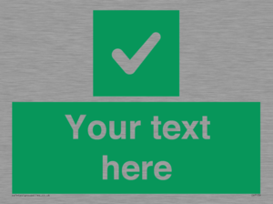 Custom green background, green square with tick