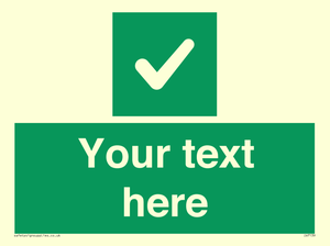 Custom green background, green square with tick