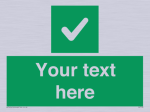 Custom green background, green square with tick