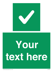 Custom green background, green square with tick