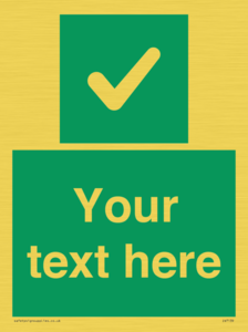 Custom green background, green square with tick