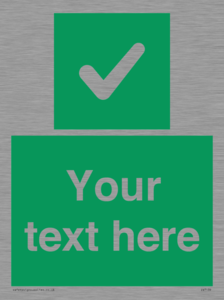 Custom green background, green square with tick