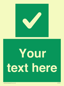 Custom green background, green square with tick