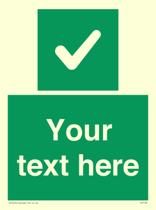 Custom green background, green square with tick