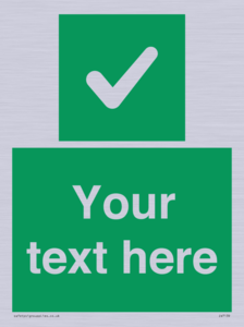 Custom green background, green square with tick