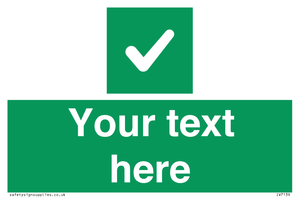 Custom green background, green square with tick