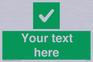 Custom green background, green square with tick