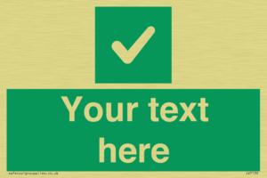 Custom green background, green square with tick