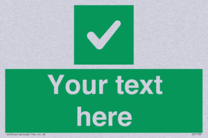 Custom green background, green square with tick