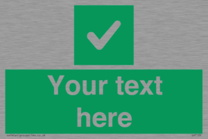 Custom green background, green square with tick