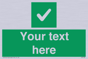 Custom green background, green square with tick