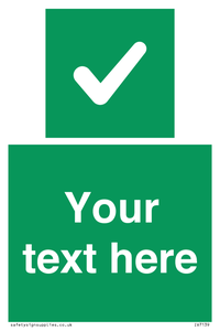 Custom green background, green square with tick