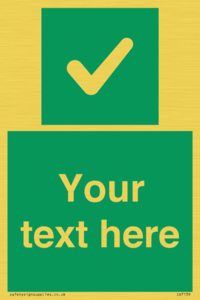 Custom green background, green square with tick