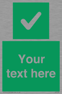 Custom green background, green square with tick