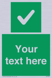 Custom green background, green square with tick