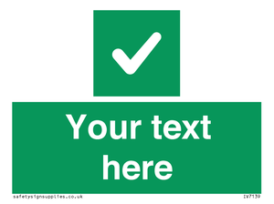 Custom green background, green square with tick