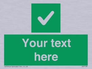 Custom green background, green square with tick