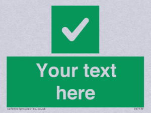 Custom green background, green square with tick