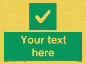 Custom green background, green square with tick