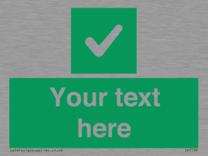 Custom green background, green square with tick