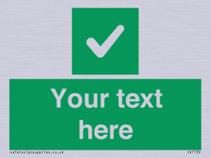 Custom green background, green square with tick