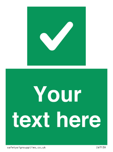 Custom green background, green square with tick