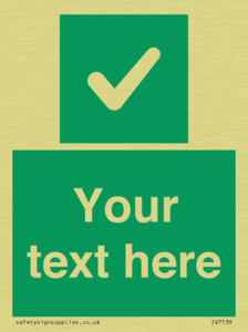 Custom green background, green square with tick