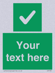 Custom green background, green square with tick