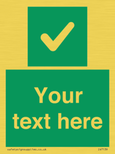 Custom green background, green square with tick