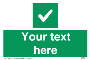 Custom green background, green square with tick