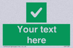 Custom green background, green square with tick