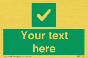 Custom green background, green square with tick