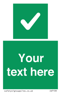 Custom green background, green square with tick