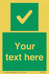 Custom green background, green square with tick