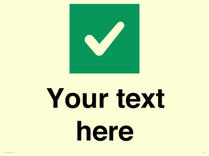 Custom plain background, green square with tick