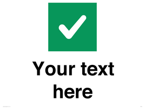 Custom plain background, green square with tick