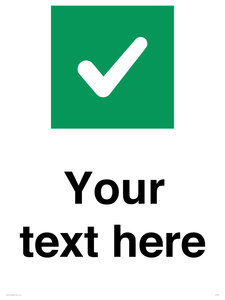 Custom plain background, green square with tick