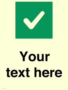 Custom plain background, green square with tick