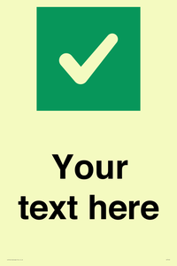 Custom plain background, green square with tick