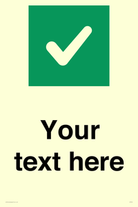 Custom plain background, green square with tick